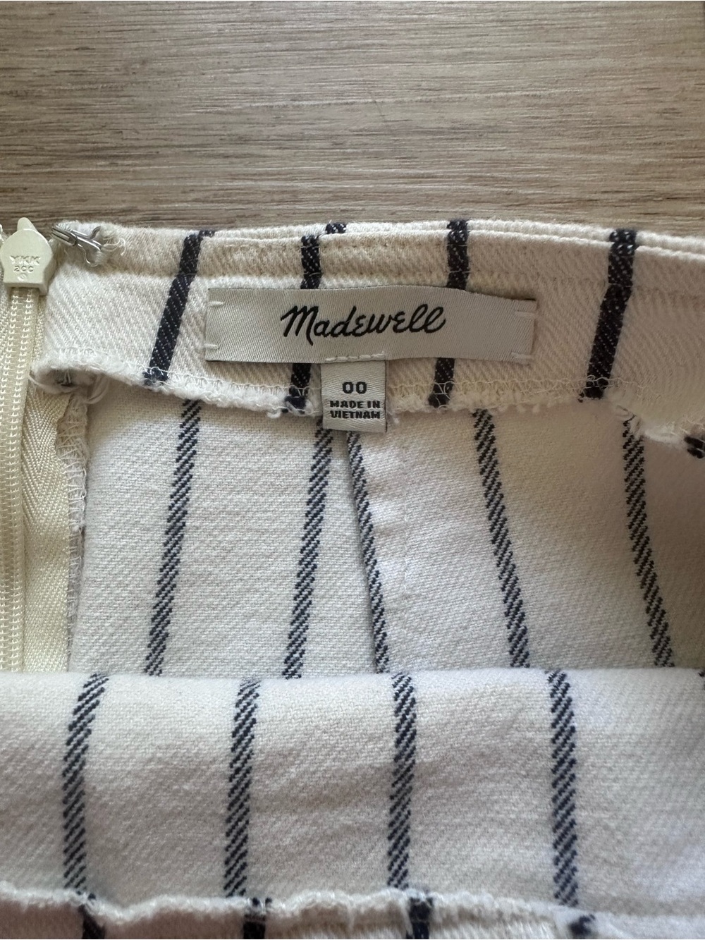 Madewell Cream Mini Skirt with Black Vertical Stripes - Picture 3 of 5